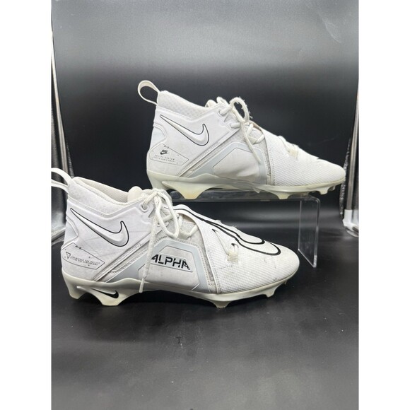 Nike Alpha Menace Pro 3 Football Cleats White Black CT6649-109 Mens Size 12 EUC - Picture 1 of 7